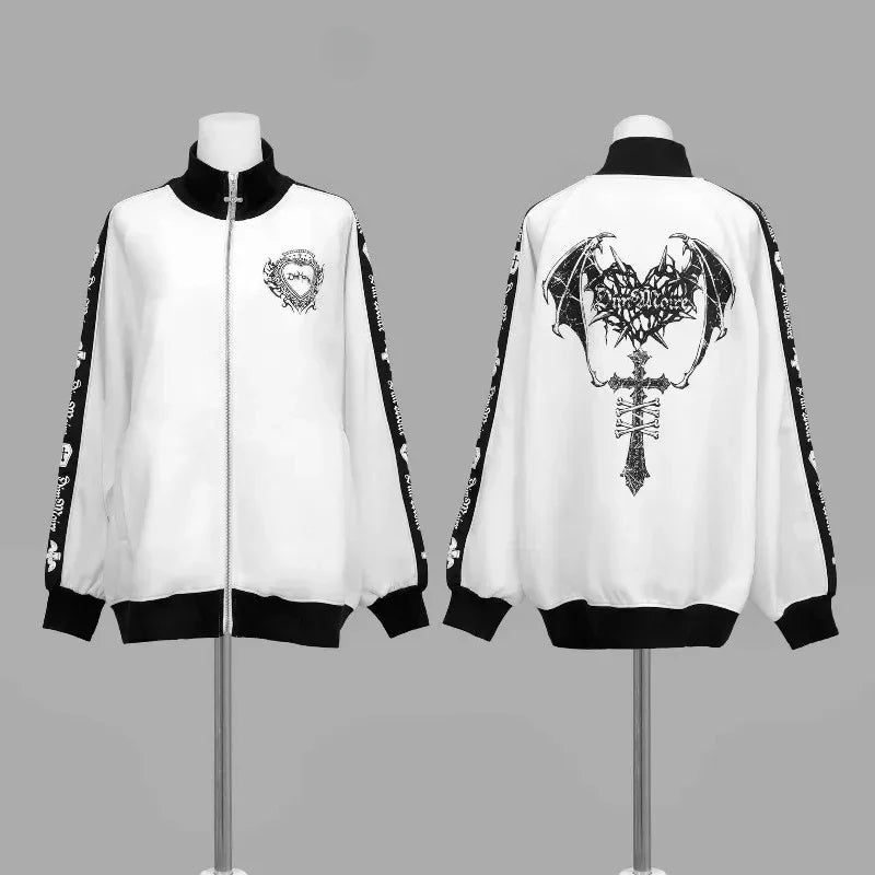 Gothic Subculture Hip-hop Sweatshirts Women Autumn Turtleneck Hoodie Coats Harajuku Loose Versatile Daily Jackets Zip Up Clothes