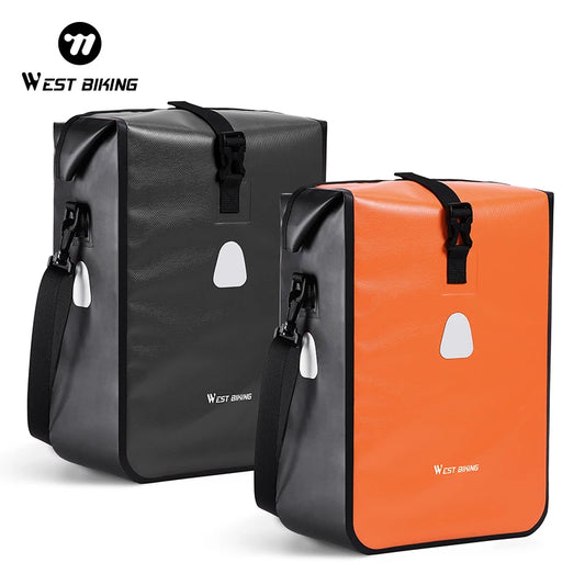 WEST BIKING Cycling Bicycle Bike Rear Seat Trunk Bag Large Capacity Panniers Reflective Rear Bag Waterproof Bicycle Storage Bag