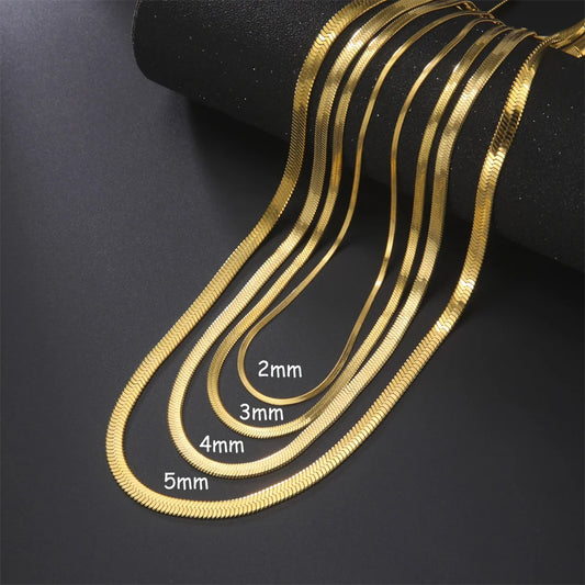 Skyrim Stainless Steel Snake Chain Necklace for Women Men Gold Color Herringbone Choker Neck Chains 2026 Trend Jewelry Gift Hot
