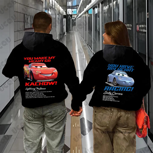 2026 Lightning Mcqueen & Sally Print Couples Cotton Hoodies For Men Women Autumn Winter Long Sleeve Sweatshirt Oversized Tops