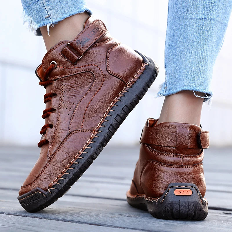 Shoes for Women Spring/Autumn Handmade Leather Casual Shoes Fashion Softe Causal Walking Sneakers Breathable Women's Ankle Boots