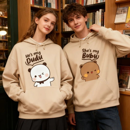 Bubu Dudu Bear Couple Hoodies Matching His and Hers Outfit Casual Cute Couple Outfits Fall Winter Men Women Daily Life Apparel