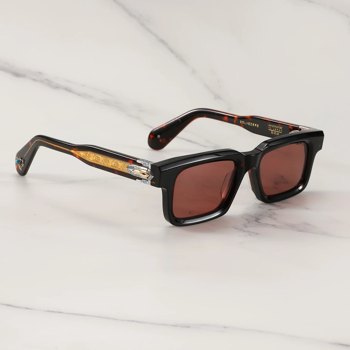 JMM BELVEDERE Vintage Square Retro Sun glasses for man Fashion Women sunglasses 2025 3D Carving and Gemstone Design sunglass man