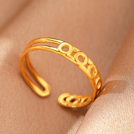 Stainless Steel Rings Simpler Geometric Fashion Vintage Fine Adjustable Open Rings For Women Jewelry Weddings Gifts New Trendy
