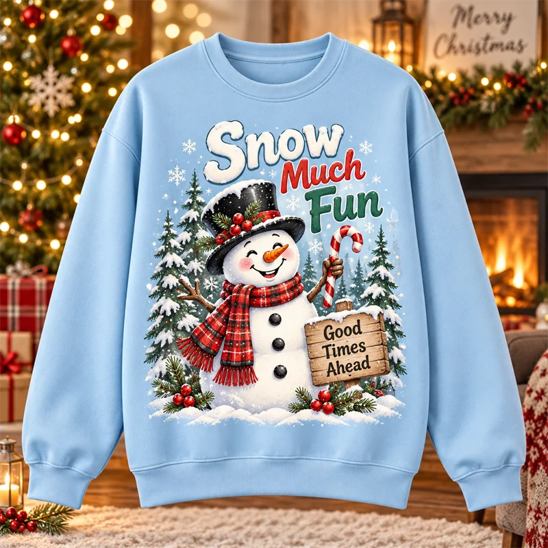 Christmas Crewneck Sweatshirt Santa Snowman Penguin Cat Dog Moose Holiday Graphic Pullover Winter Casual Party Streetwear Top