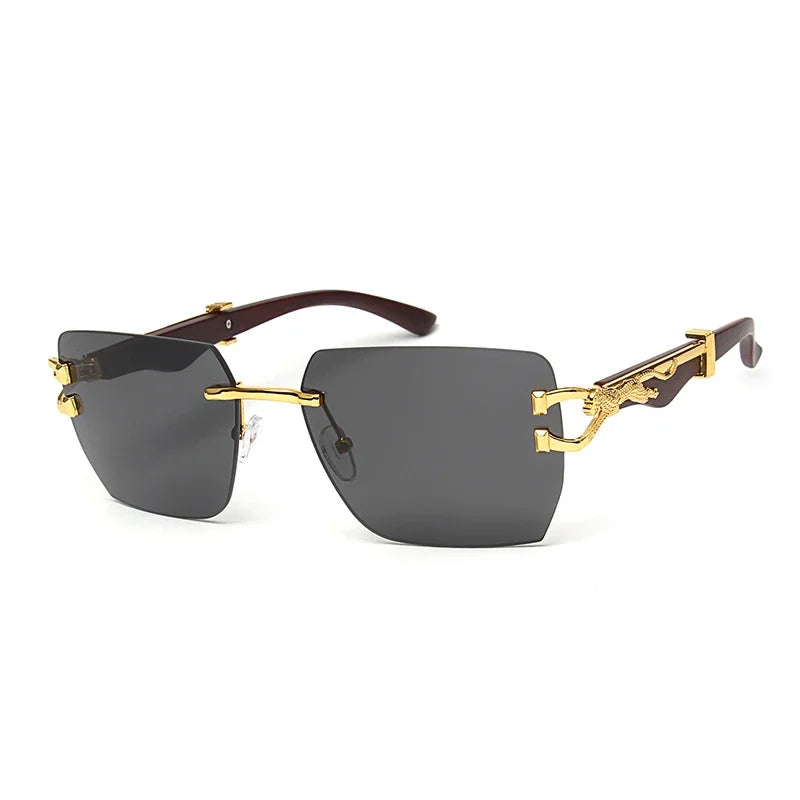 Rimless Square Leopard Frame Outdoor Sunglasses For Man Designer Gradient Sun Glasses Woman Fashion Vintage Luxury Eyewear
