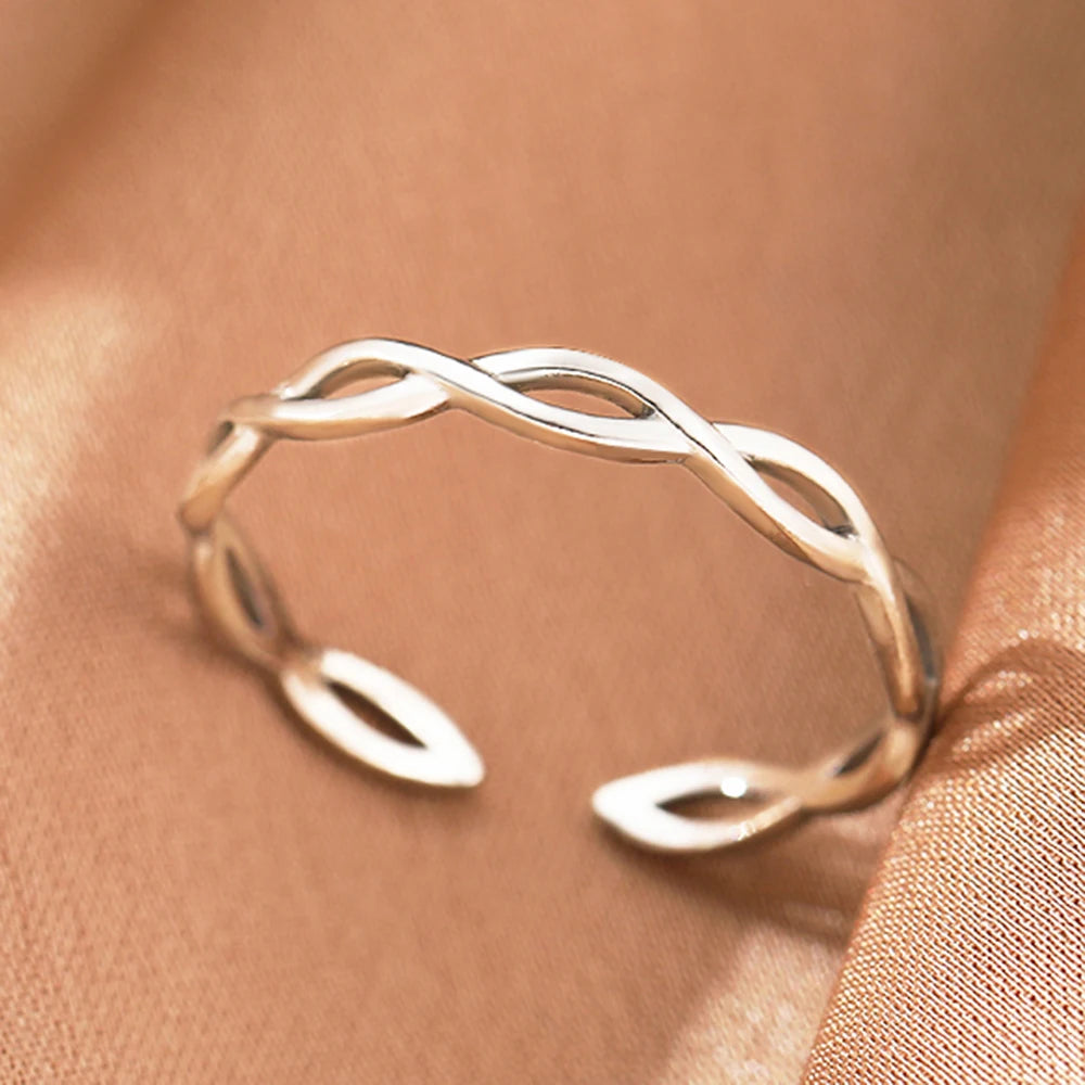 Stainless Steel Rings Simpler Geometric Fashion Vintage Fine Adjustable Open Rings For Women Jewelry Weddings Gifts New Trendy