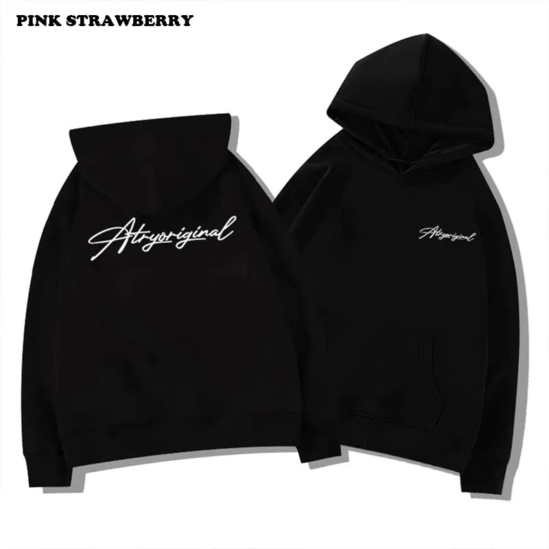 White Gray Letter Print Hooded Hoodie Men Women Autumn Winter 2025 New Fashion Loose Casual Y2K Tops Men Cotton Warm Sweatshirt