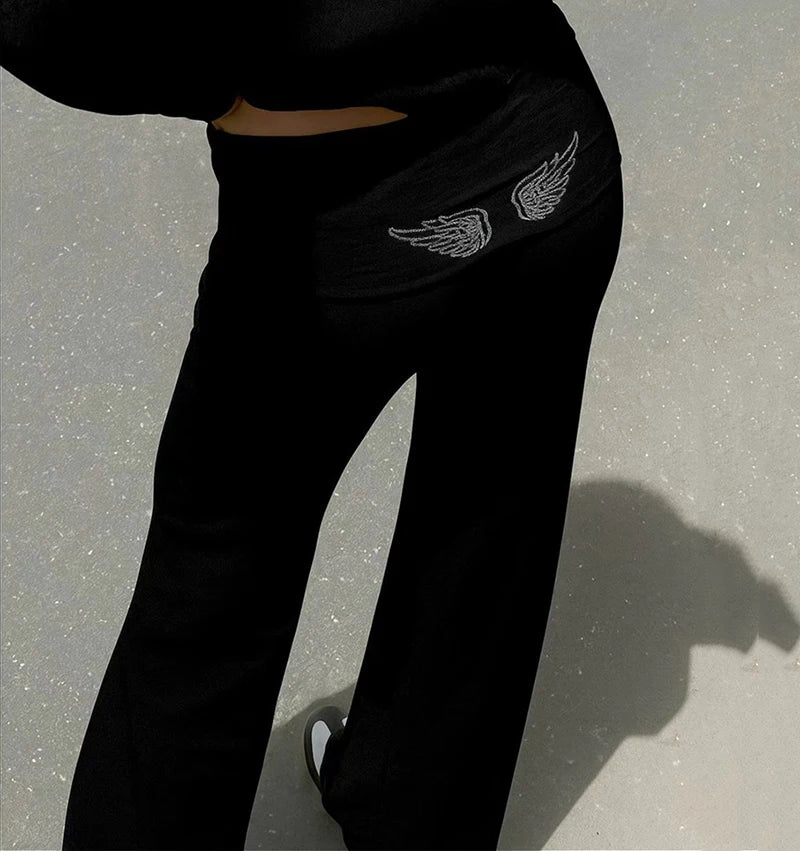 Fashion Wings Beads Sweathirts Women Oversized Hoodies Fleece Lining Sequined Casual Pullover Top Y2K Clothes Lady Outfits 2026