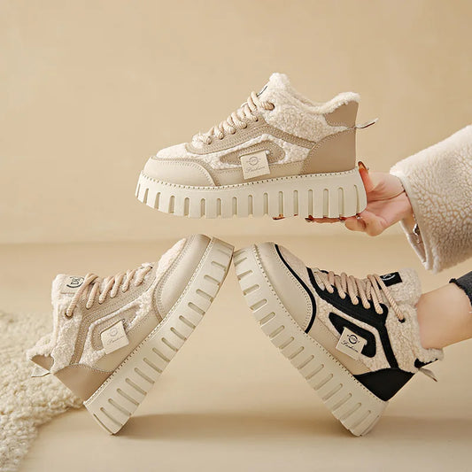 Fleece-Lined Warm High-Top Soft Men's Casual Sports Cotton Shoes Women's Anti-Slip Wear-Resistant