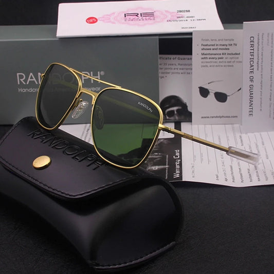 RE Sunglasses Men Top Quality Anti-Scratches American Army Military Mirror AGX Tempered Glass Lens Pilot Sun Glasses UV400