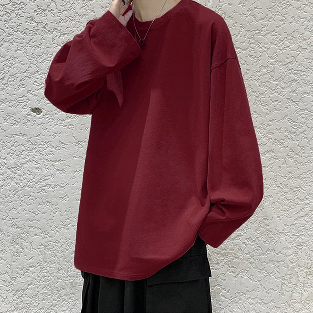 Cotton Oversize Men's Women T-shirt Man Long sleeves Pure Color Men t shirt T-shirts For Male Female Tops
