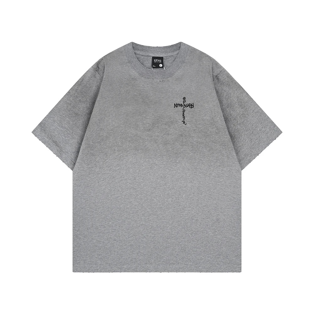 Retro Washed Oversized T-shirt Men Clothing Hip Hop Y2k T Shirts High Quality Short Sleeve Letter Printed Tees 2026 New In Tops