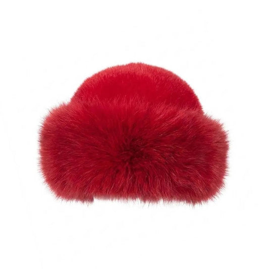 Faux Fur Christmas Fur Hat Round Top Fleece Lined Fluffy Trapper Cap Soft Brim Solid Color Plush Bucket Hats Teens