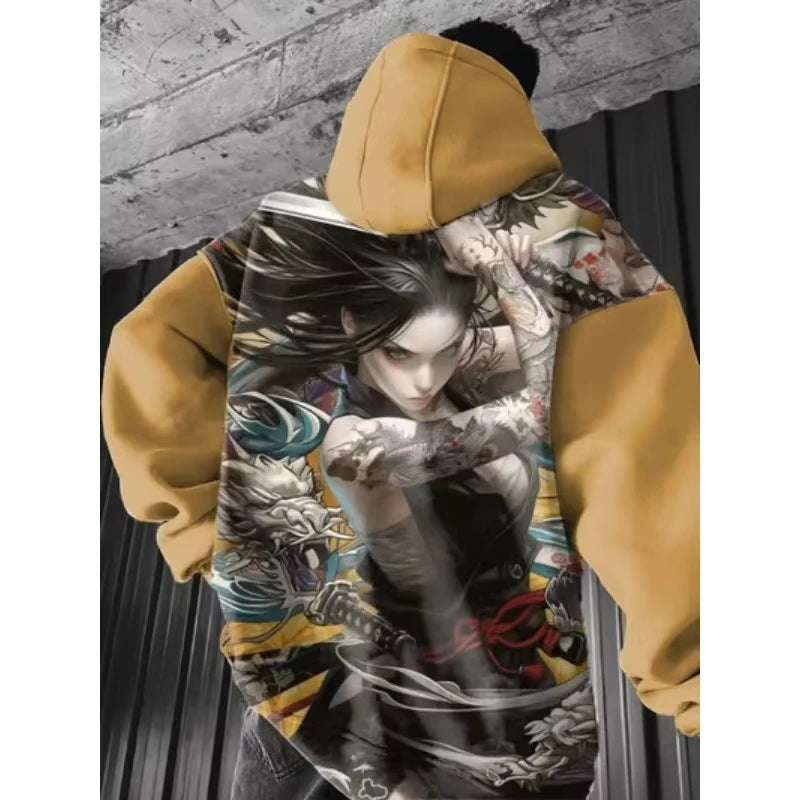 Japanese Anime 3d Print Hoodie Men Women Fashion Sexy Samurai Tracksuit Casual Hoodie Sweatshirt Autumn Winter Clothes Y2k Coat