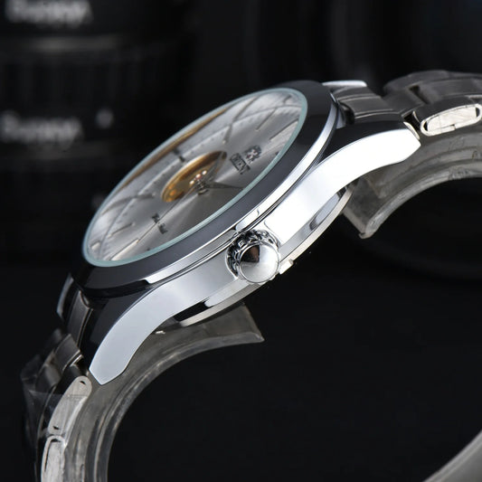 Orient Watch Refurbished Japanese Fully Automatic Mechanical Watch Hollowed Out Business Men's Watch Stainless Steel Strip