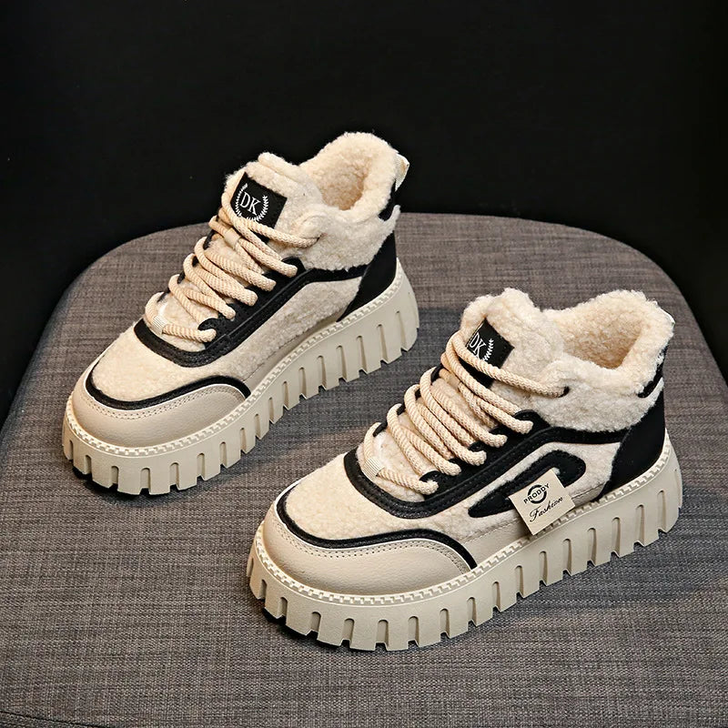 Fleece-Lined Warm High-Top Soft Men's Casual Sports Cotton Shoes Women's Anti-Slip Wear-Resistant