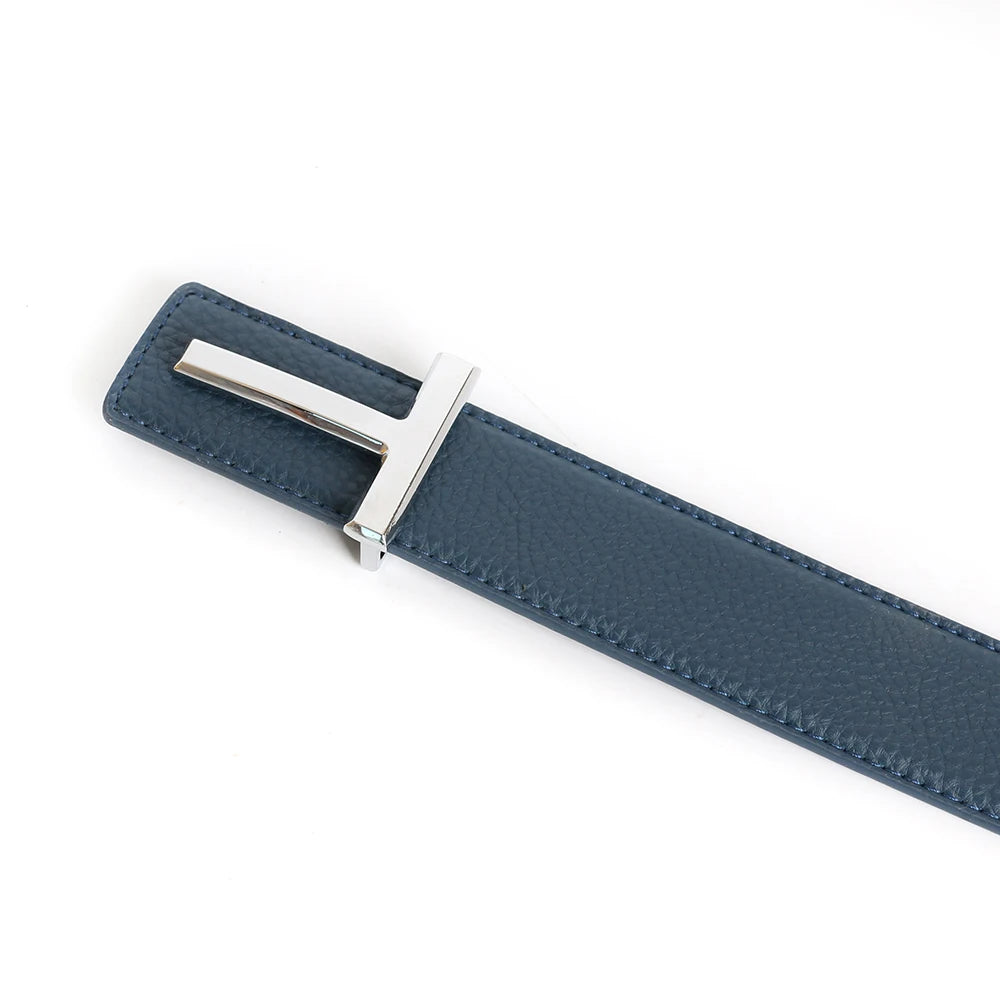 Top Luxury Designer Brand Brass T Buckle Belt Men High Quality Women Genuine Real Leather Dress Strap for Jeans Waistband Grey
