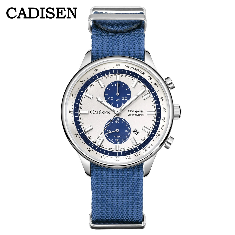 CADISEN New Mens Watches Luxury Quartz Watch For Man Chronograph Japan MIYOTA 0S11 Men Gift Luminous Waterproof Canvas Wristwatc