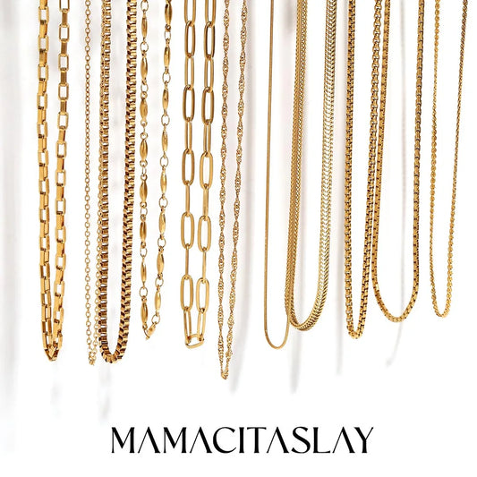 MamacitaSlay water wave chain snake chain Women's stainless steel necklace Bracelets Belly Chain Various styles Jewelry