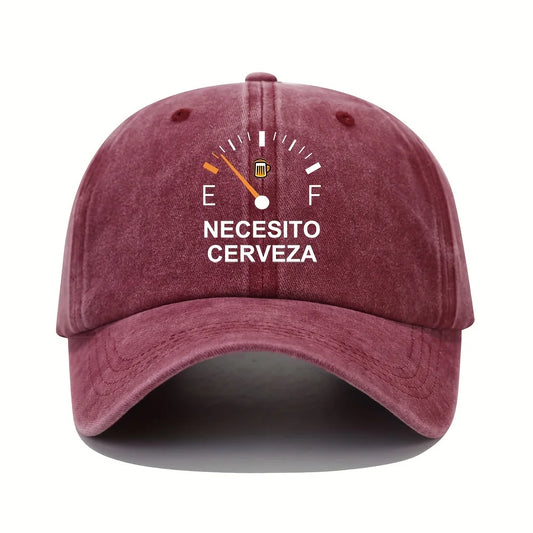 NECESITO CERVEZA pattern printed vintage duckbill cap, fashionable retro curved brim baseball cap, casual outdoor sun hat