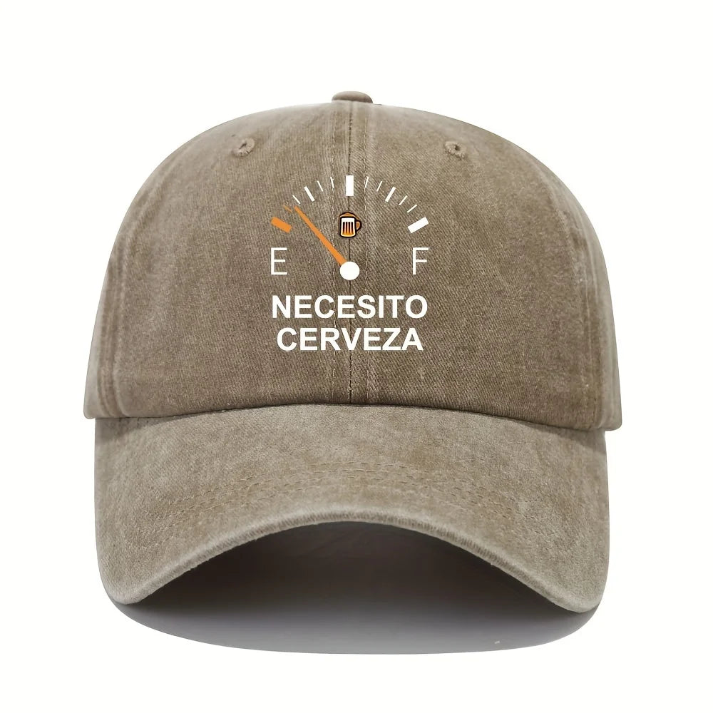 NECESITO CERVEZA pattern printed vintage duckbill cap, fashionable retro curved brim baseball cap, casual outdoor sun hat