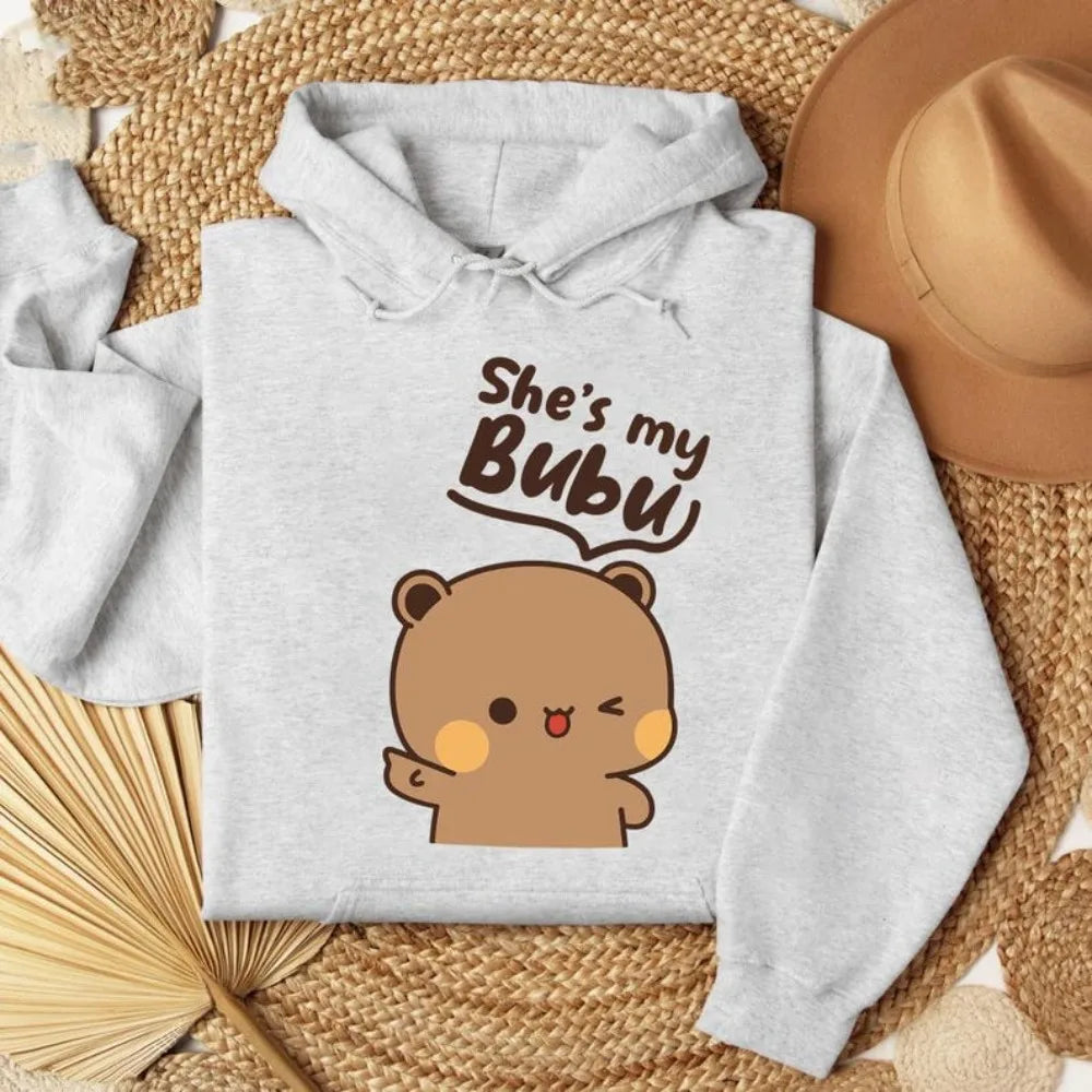 Bubu Dudu Bear Couple Hoodies Matching His and Hers Outfit Casual Cute Couple Outfits Fall Winter Men Women Daily Life Apparel