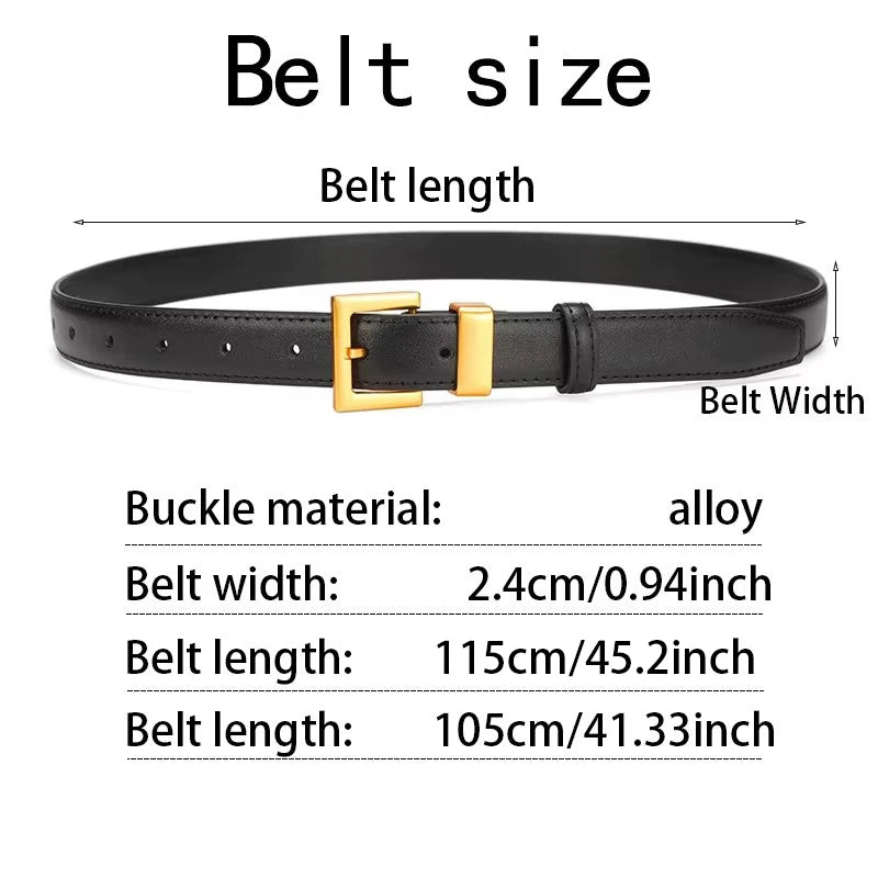 Fashion Women's High Quality Golden Buckle PU Leather Casual Belt Best Matching Dress Jeans Belts Women Accessory Designer Belt