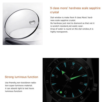 Custom Logo NH35 Movement Watch 10bars Mens 41mm Sapphire Ceramic Bezel Male Mechanical Clock Diver Sports Automatic Wristwatch