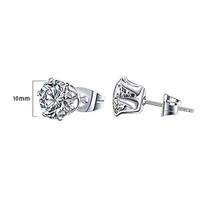 Huitan Minimalist Crystal Cubic Zirconia Stud Earrings for Women/Men 6 Claws Design Fashion Earrings Silver Color Hot Jewelry
