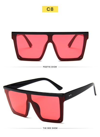 SHAUNA Flat Top Classic Square Sunglasses Woman Brand Designer Purple Mirror Coating Shades UV400