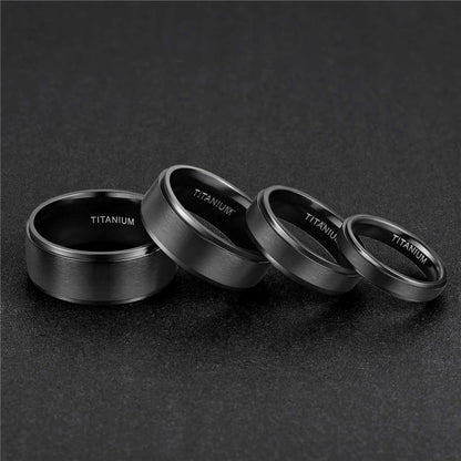 Tigrade 4/6/8/10mm Black Titanium Ring Man Brushed Wedding Band Women Engagement Rings Silver Color Bague Femme anneau bijoux