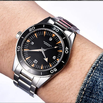 Custom Logo NH35 Movement Watch 10bars Mens 41mm Sapphire Ceramic Bezel Male Mechanical Clock Diver Sports Automatic Wristwatch