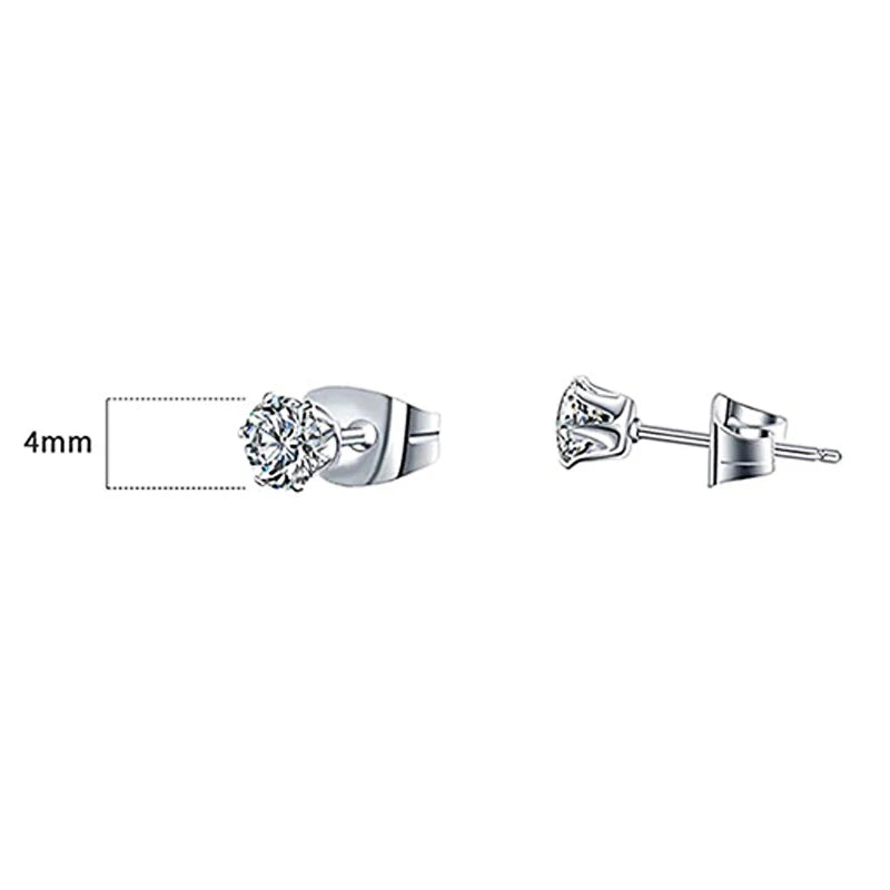 Huitan Minimalist Crystal Cubic Zirconia Stud Earrings for Women/Men 6 Claws Design Fashion Earrings Silver Color Hot Jewelry