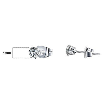 Huitan Minimalist Crystal Cubic Zirconia Stud Earrings for Women/Men 6 Claws Design Fashion Earrings Silver Color Hot Jewelry
