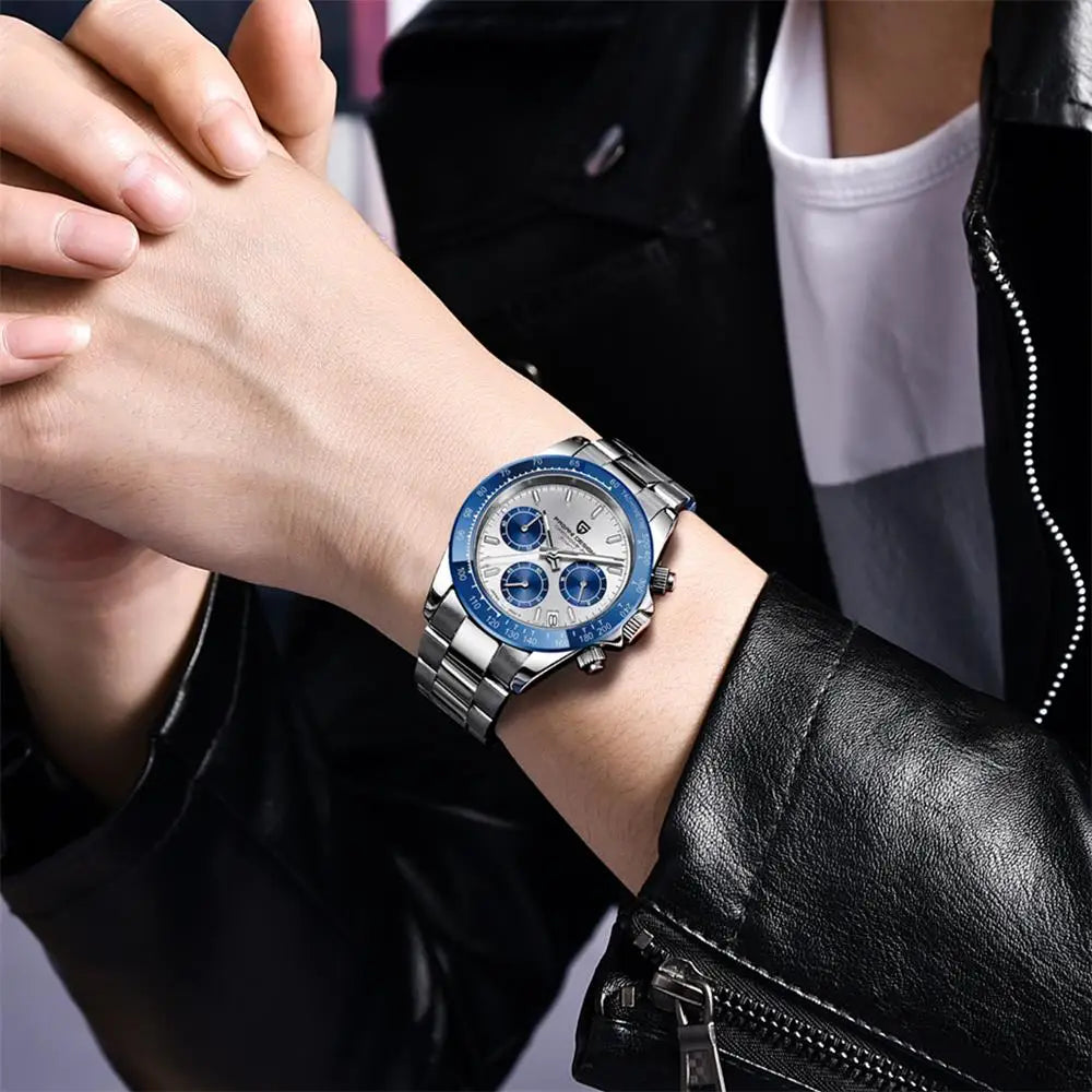New PAGANI DESIGN PD1644 Luxury Men's Quartz Watch Automatic date Wristwatches Sport 100m Waterproof Chronograph Men Gift