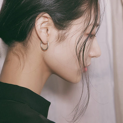 925 Sterling Silver Simple Ear Bone Hoop Earrings For Women Small Hoop Earrings Ear Bone Buckle Round Circle Earrings Hoops gift
