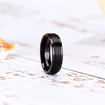 Tigrade 4/6/8/10mm Black Titanium Ring Man Brushed Wedding Band Women Engagement Rings Silver Color Bague Femme anneau bijoux