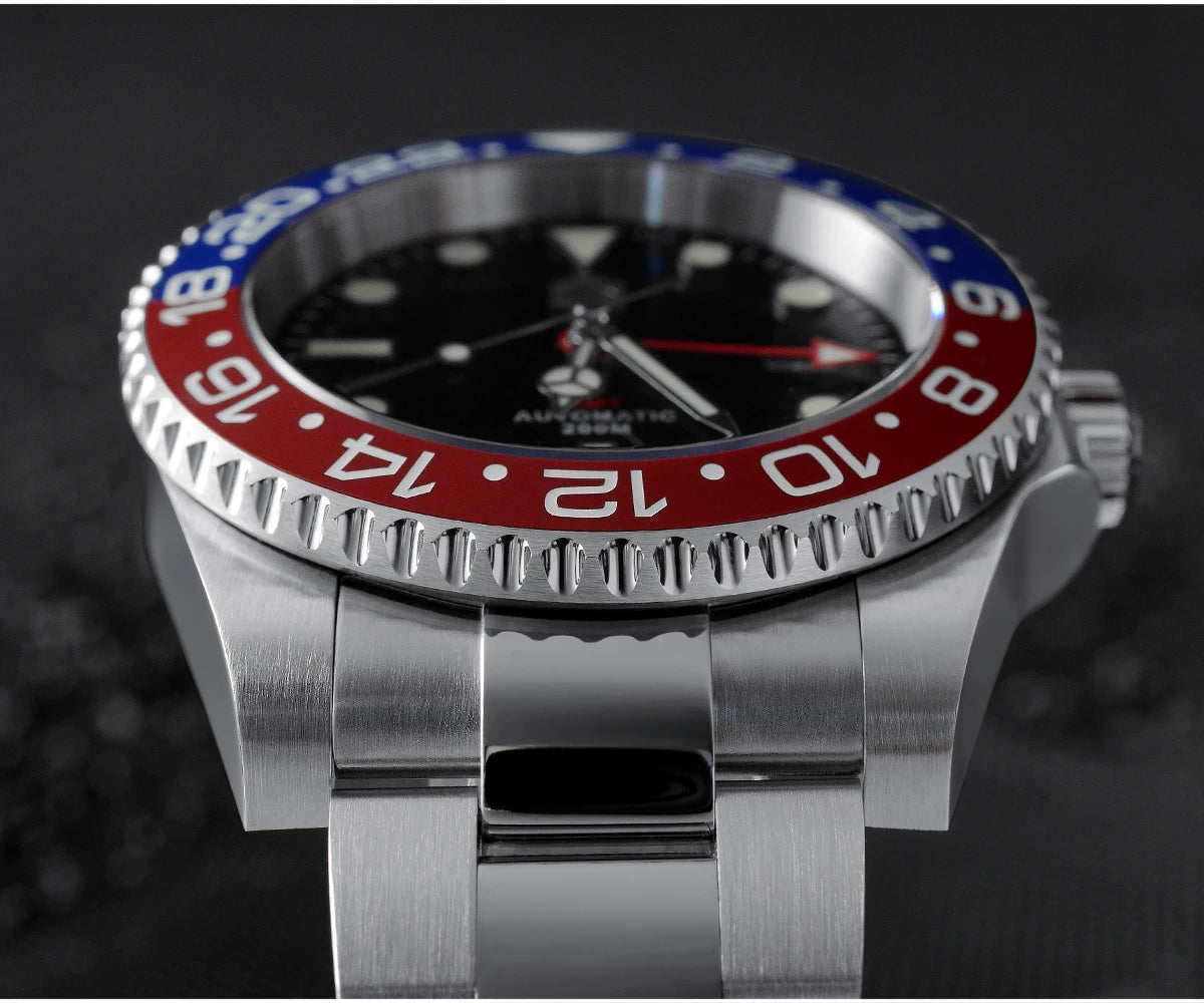 San Martin Luxury GMT Hangzhou 6460 Men Automatic Mechanical Watch Business Sports Waterproof 200m Sapphire Full Luminous SN0016