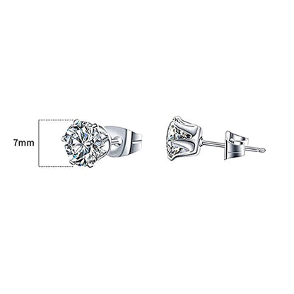 Huitan Minimalist Crystal Cubic Zirconia Stud Earrings for Women/Men 6 Claws Design Fashion Earrings Silver Color Hot Jewelry