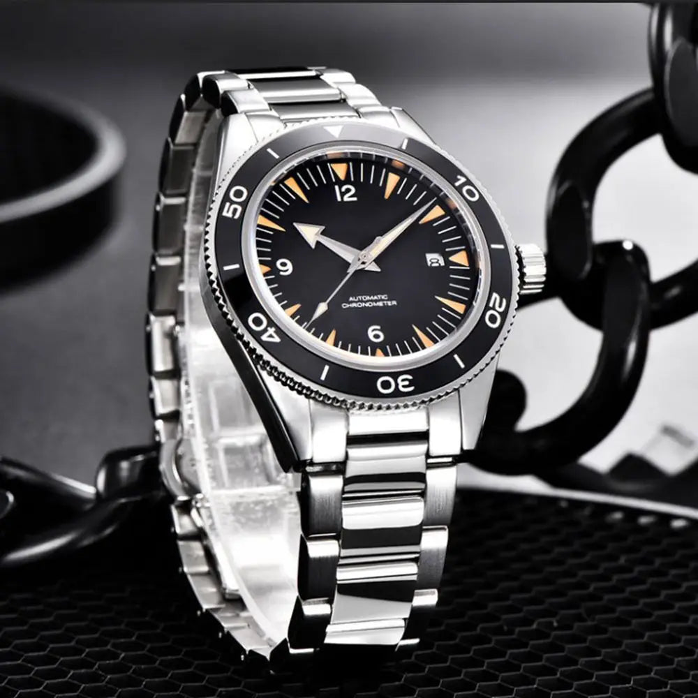 Custom Logo NH35 Movement Watch 10bars Mens 41mm Sapphire Ceramic Bezel Male Mechanical Clock Diver Sports Automatic Wristwatch