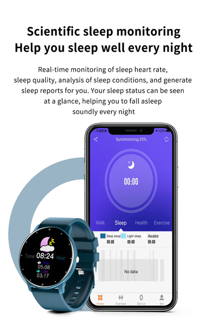 LIGE Waterproof Women Smart Band Watch Real-time Weather Forecast Men Watches Sports Ladies Smart Watch For Women Android IOS
