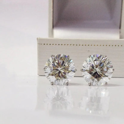 Huitan Minimalist Crystal Cubic Zirconia Stud Earrings for Women/Men 6 Claws Design Fashion Earrings Silver Color Hot Jewelry
