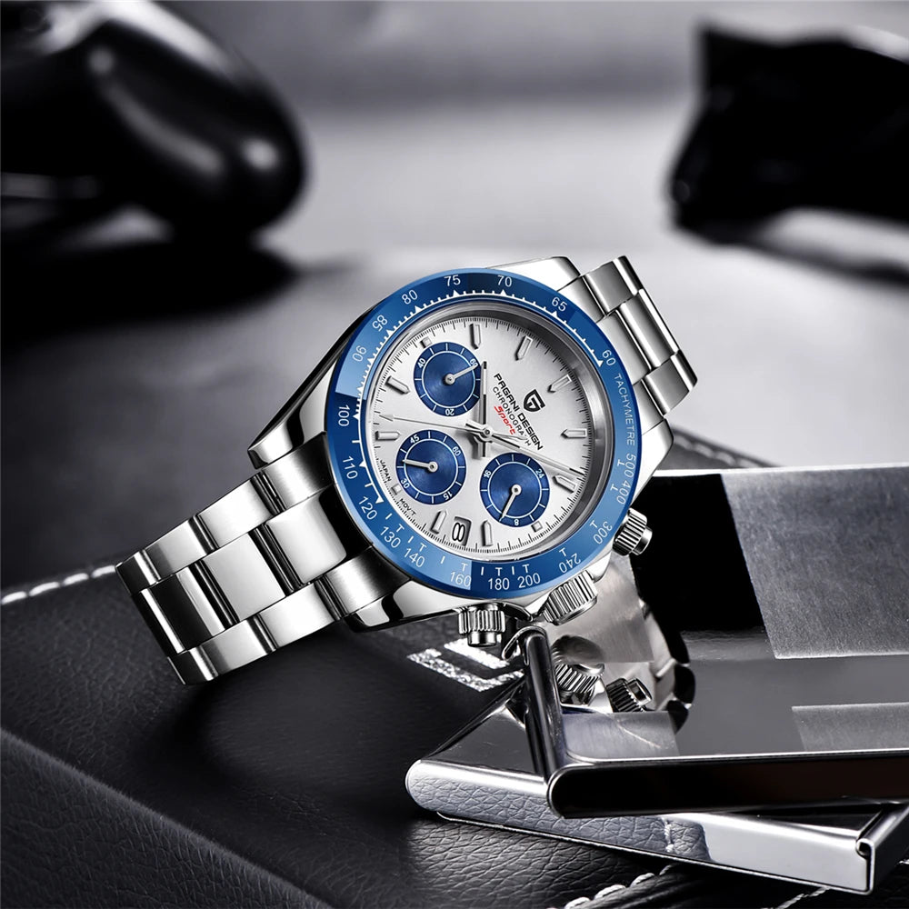 New PAGANI DESIGN PD1644 Luxury Men's Quartz Watch Automatic date Wristwatches Sport 100m Waterproof Chronograph Men Gift