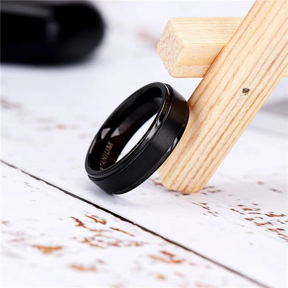 Tigrade 4/6/8/10mm Black Titanium Ring Man Brushed Wedding Band Women Engagement Rings Silver Color Bague Femme anneau bijoux