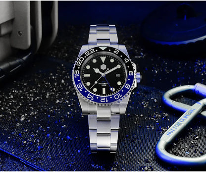 San Martin Luxury GMT Hangzhou 6460 Men Automatic Mechanical Watch Business Sports Waterproof 200m Sapphire Full Luminous SN0016