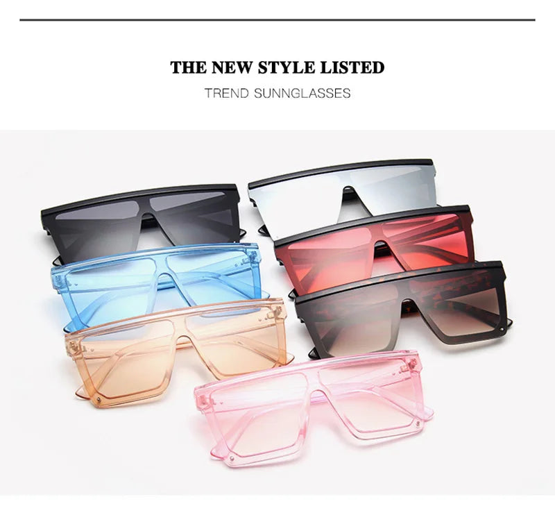 SHAUNA Flat Top Classic Square Sunglasses Woman Brand Designer Purple Mirror Coating Shades UV400