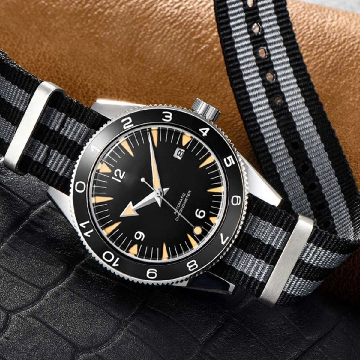Custom Logo NH35 Movement Watch 10bars Mens 41mm Sapphire Ceramic Bezel Male Mechanical Clock Diver Sports Automatic Wristwatch
