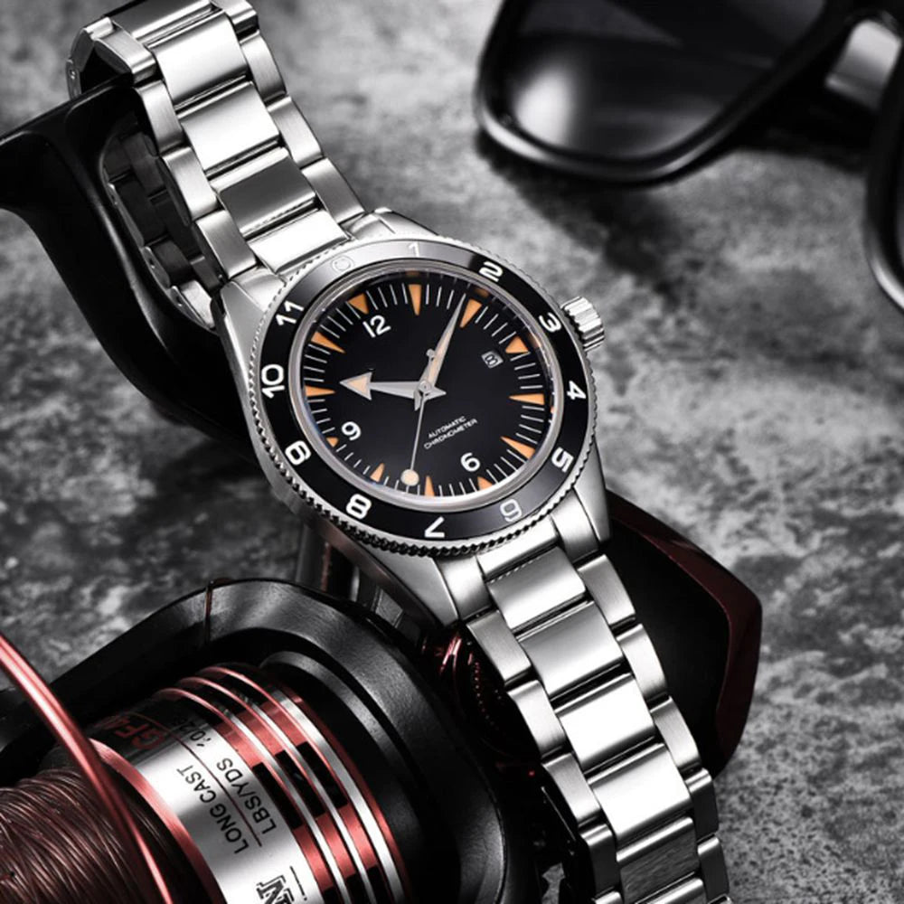 Custom Logo NH35 Movement Watch 10bars Mens 41mm Sapphire Ceramic Bezel Male Mechanical Clock Diver Sports Automatic Wristwatch