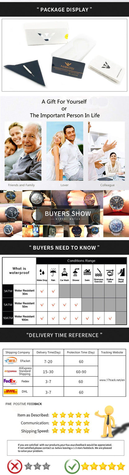 NIBOSI Top Brand Luxury Fashion Dive Watch Men 30ATM Waterproof Date Clock Sport Watches Man Quartz Wristwatch Relogio Masculino